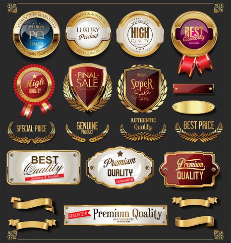 premium quality golden badges and labels vector