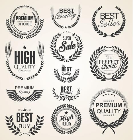 Download Retro vintage golden laurel wreaths sale collection vector 284490 - Download Free Vectors ...