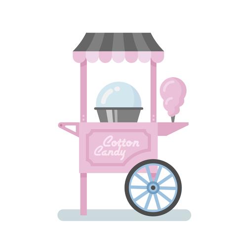 Cotton candy machine flat illustration vector