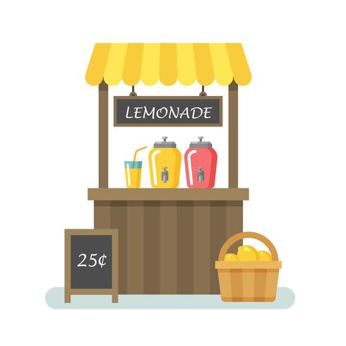 Lemonade stand flat illustration vector