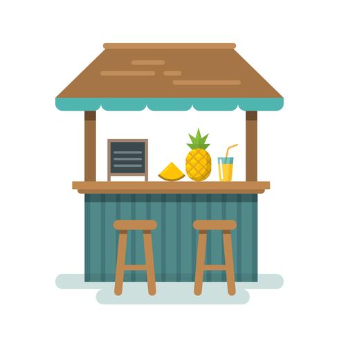 Ilustración plana bar de playa vector