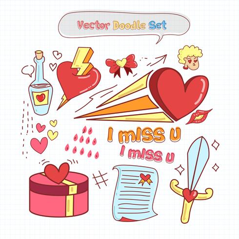 Valentines Day Doodle Set Vector