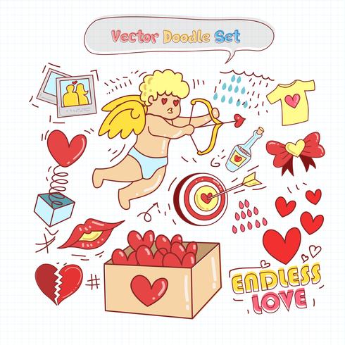 Día de San Valentín Doodle conjunto de vectores