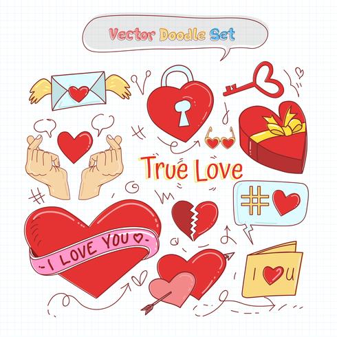 Día de San Valentín Doodle conjunto de vectores