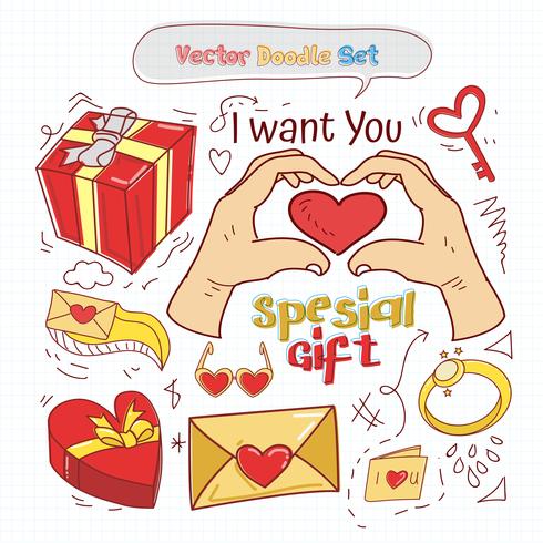 Valentines Day Doodle Set Vector