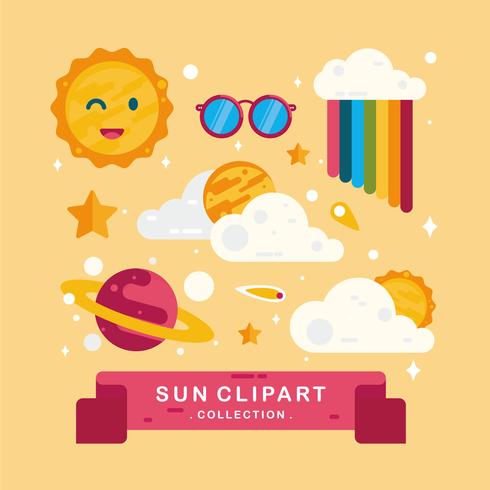 Sun clipart set vector