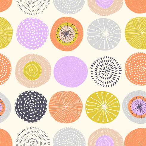 Vector seamless pattern with ink circle textures