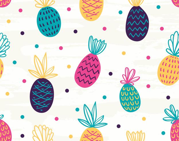 Seamless pineapple pattern with polka dots vector