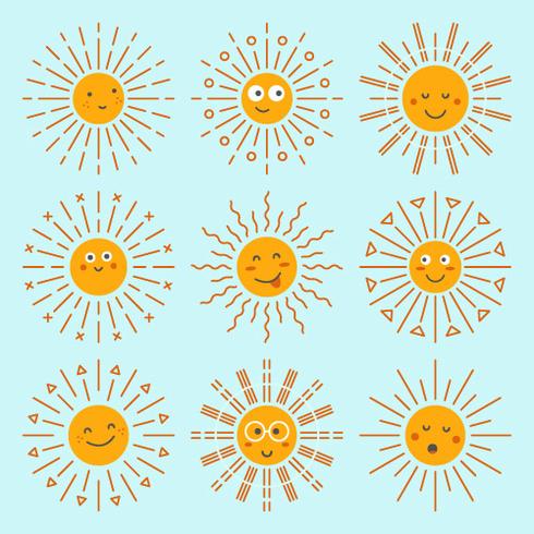 Emoticon Sun Collection Vector