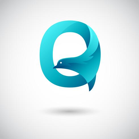 Letter P With Dove Logo Concept vector