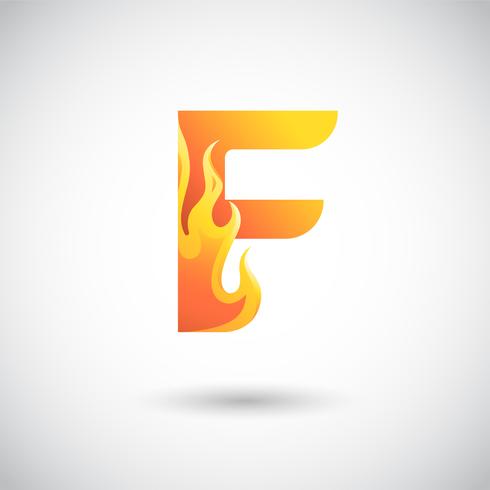 Letter F With Fire Logo Concept vector