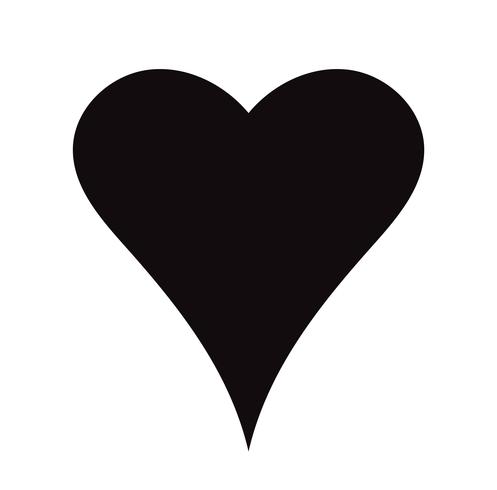 Flat Black Heart Icon Isolated on White Background. Vector illustration.