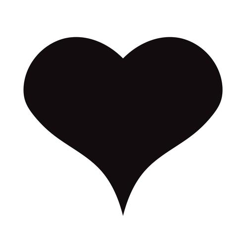 Flat Black Heart Icon Isolated on White Background. Vector illustration.