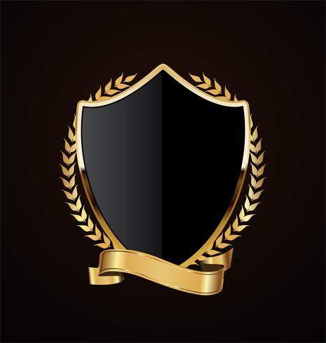 golden shield retro design vector