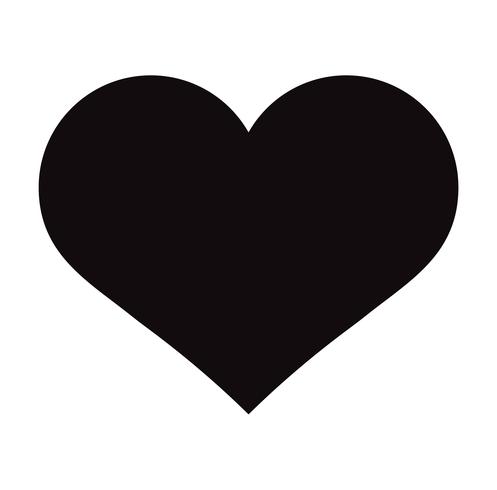 Ícone preto liso do coração isolado no fundo branco. Ilustração