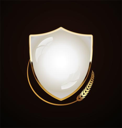 golden shield retro design vector