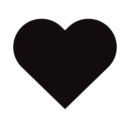 Icono negro plano del corazón aislado en el fondo blanco. Ilustracion vectorial vector