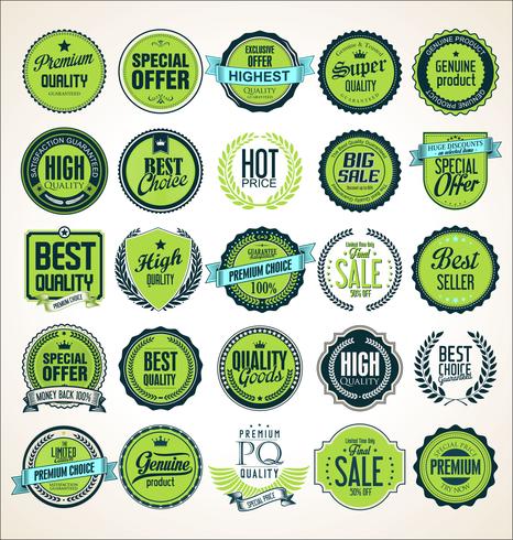 Collection of vintage retro premium quality badges and labels vector