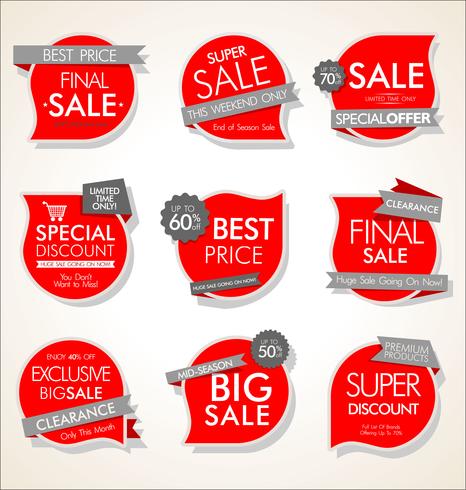 Modern sale banners and labels collection vector