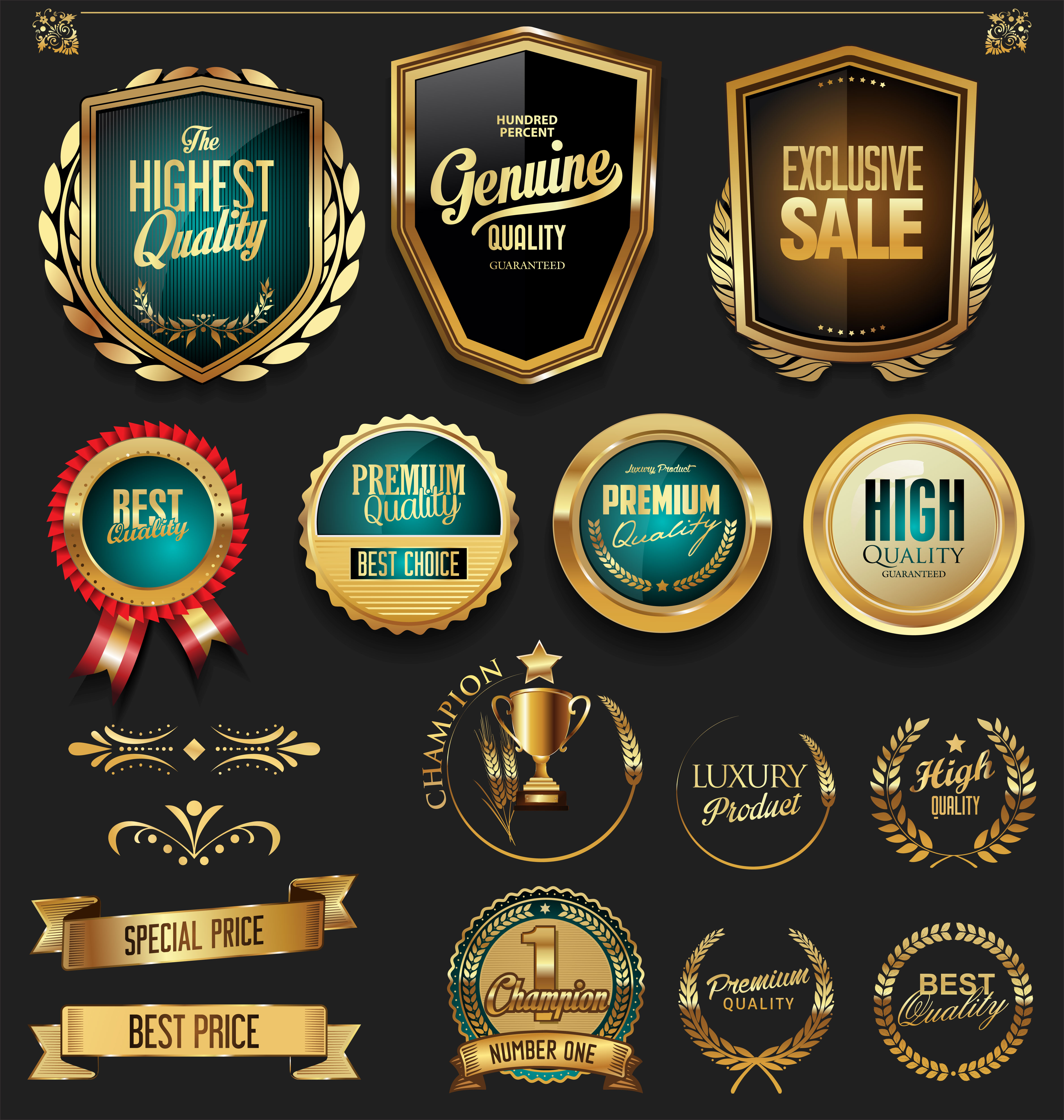 Download Golden sale labels retro vintage design collection 285138 Vector Art at Vecteezy