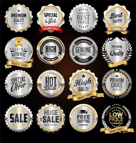 Retro silver badge vector illustration collection