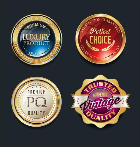 golden badges and labels design elements vector