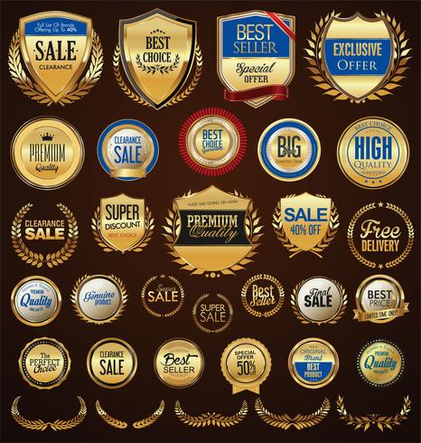 Retro golden badge vector illustration collection