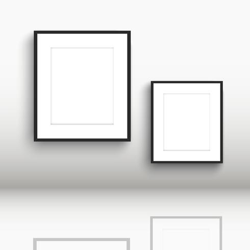 Blank picture frames with reflections in floor  vector