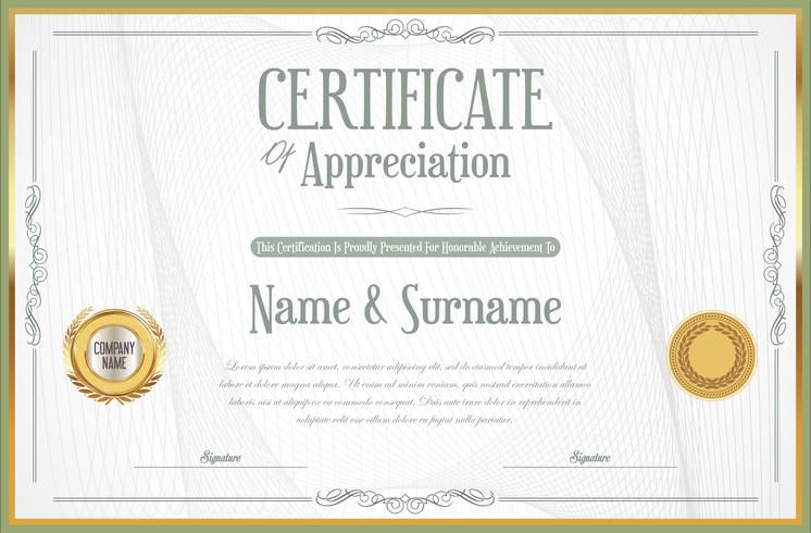 certificate or diploma retro design template vector diploma design template