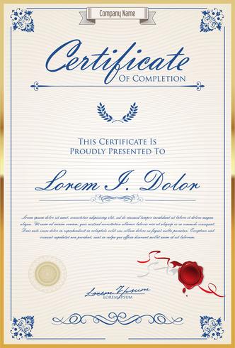 Certificate or diploma retro design template vector illustration