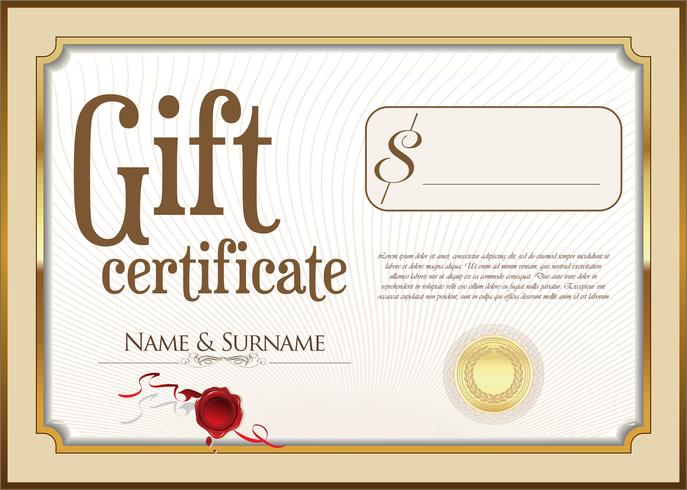 Certificado de regalo vector