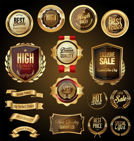 Retro golden badge vector illustration collection