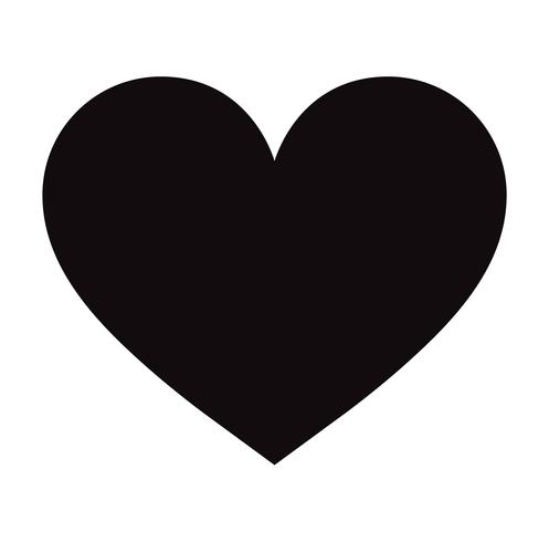 Flat Black Heart Icon Isolated on White Background. Vector illustration.