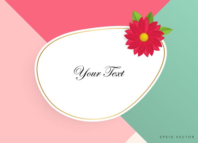 Text box with beautiful colorful flowers. Vector Illustration