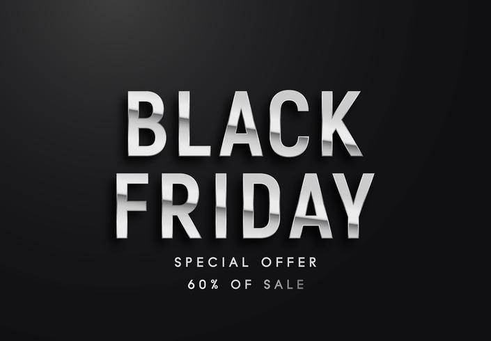 Black Friday silver letters vector illustration