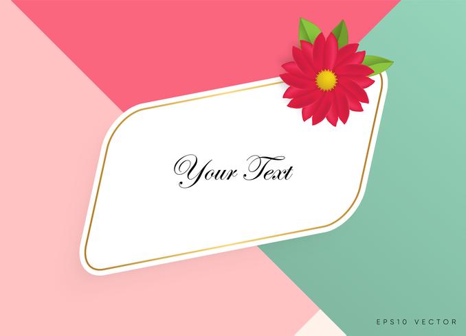 Text box with beautiful colorful flowers. Vector Illustration