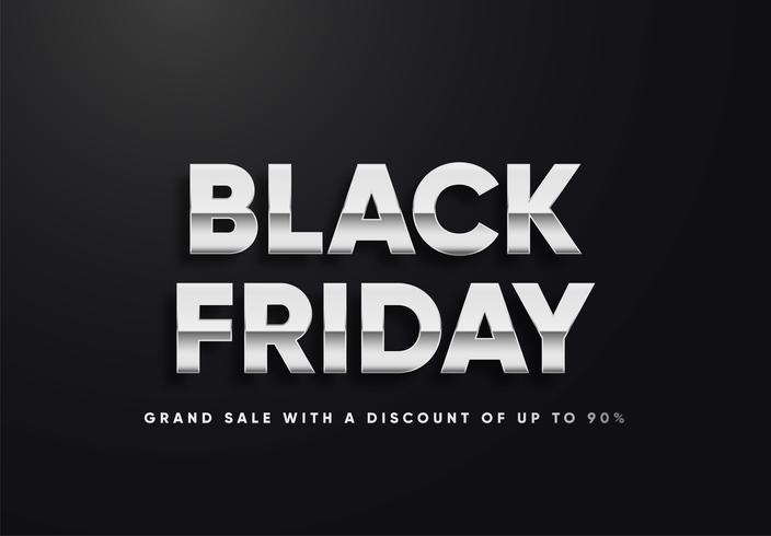 Black Friday silver letters vector illustration