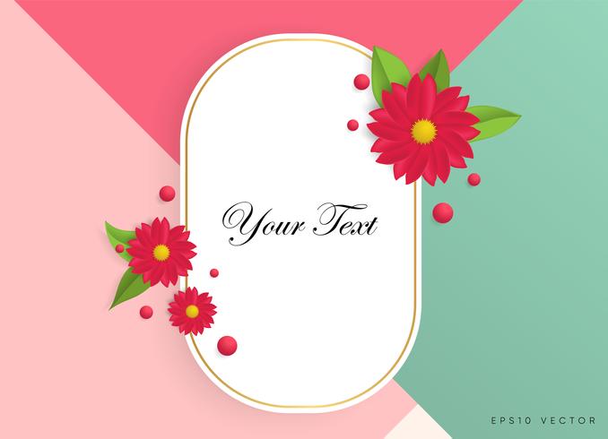 Text box with beautiful colorful flowers. Vector Illustration