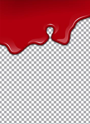 Blood or Strawberry syrup or Ketchup on transparent background. Vector illustration