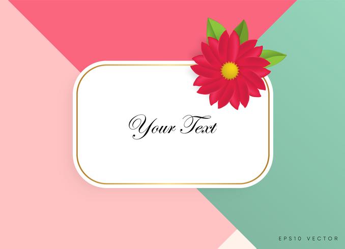 Text box with beautiful colorful flowers. Vector Illustration