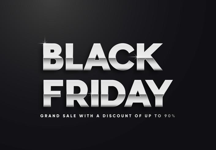 Black Friday silver letters vector illustration