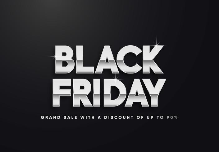 Black Friday silver letters vector illustration