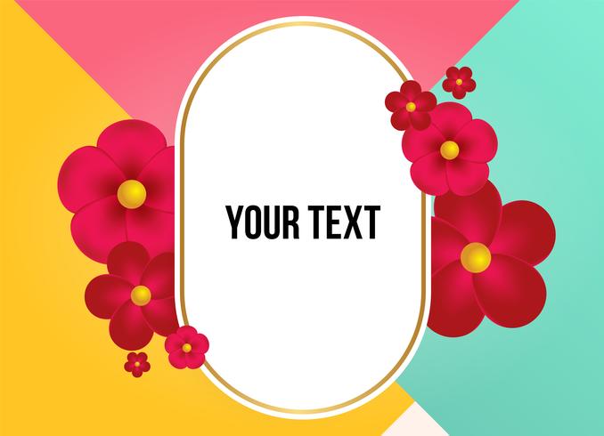 Cuadro de texto con hermosas flores de colores. Ilustracion vectorial vector