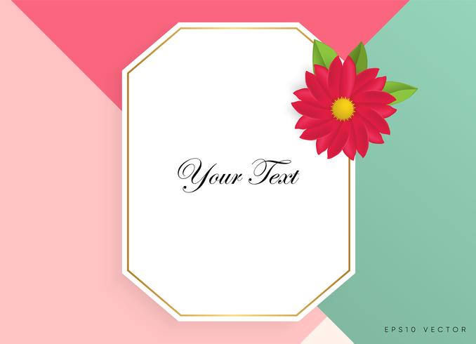 Text box with beautiful colorful flowers. Vector Illustration