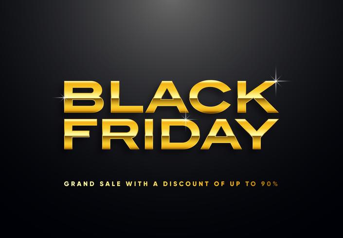 Black Friday gold letters vector illustration