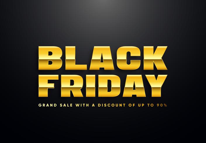 Black Friday gold letters vector illustration