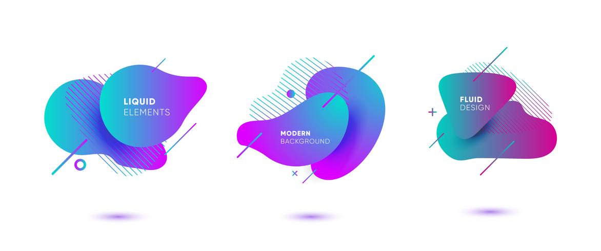 Gradient abstract banners with flowing liquid shapes vector