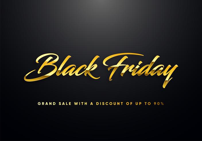 Black Friday gold letters vector illustration