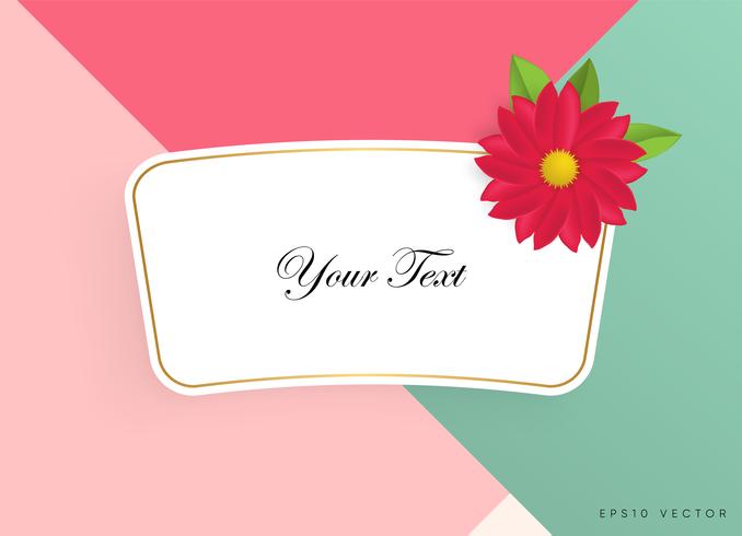 Text box with beautiful colorful flowers. Vector Illustration