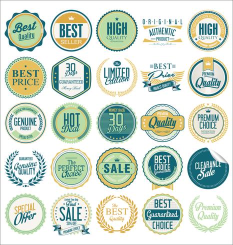 Collection of Premium Quality Labels with retro vintage design vector